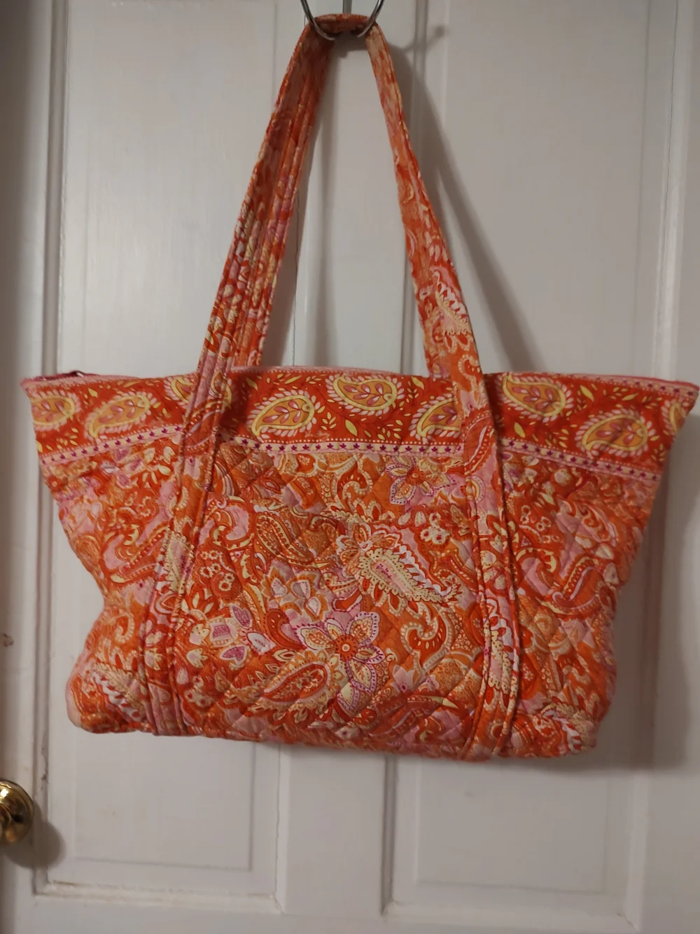 Vera Bradley Orange Paisley Quilted Hobo Tote - Picture 1 of 7